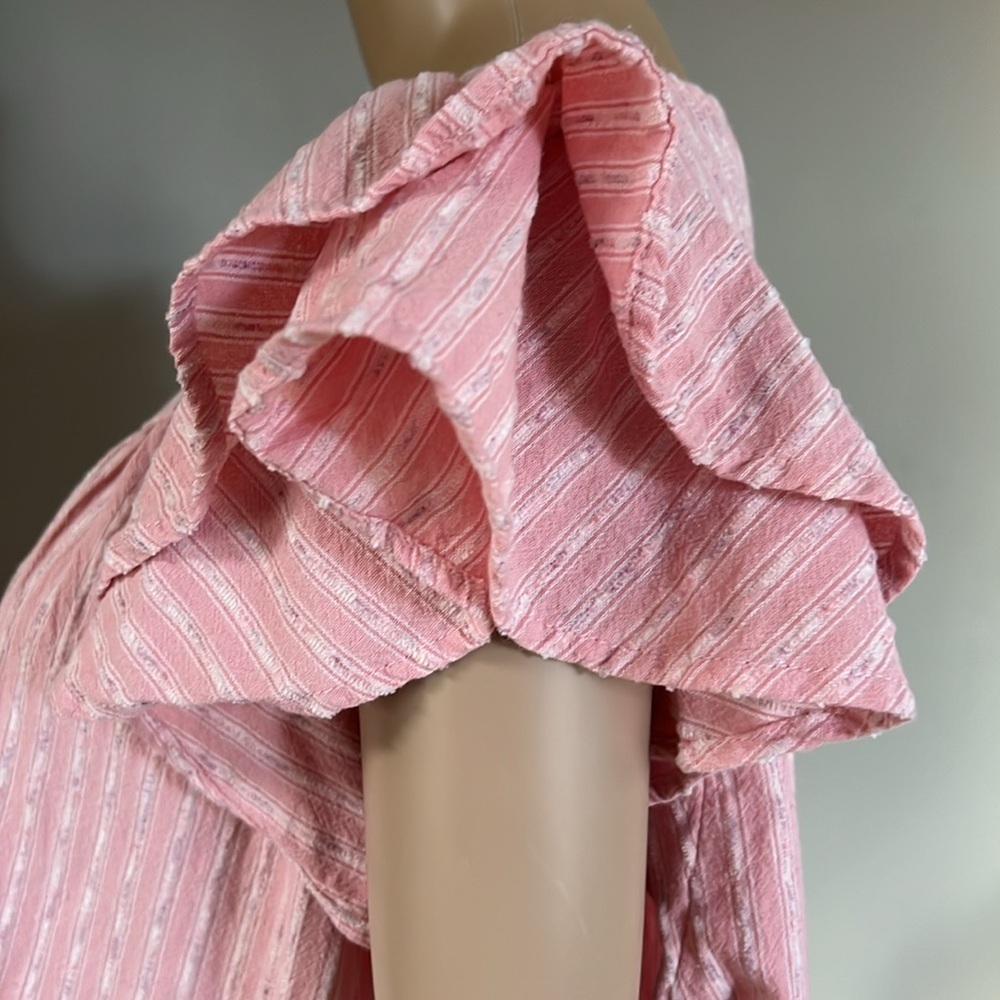 ANDRÉE BY UNIT Light Pink Filly Short Sleeve Striped Cotton Top Size XL*